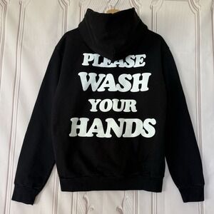 Talentless Please Wash Your Hands Hoodie Men's Size S Black & White Sweatshirt